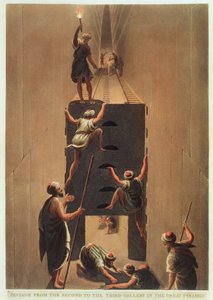 从大金字塔的第二画廊到第三画廊的通道，从托马斯米尔顿（1743-1827）酒吧雕刻的“埃及观点”中的第5块。作者：Robert Bowyer（1758-1834）1802（aquatint） 作者 路易吉·梅耶（Luigi Mayer）
